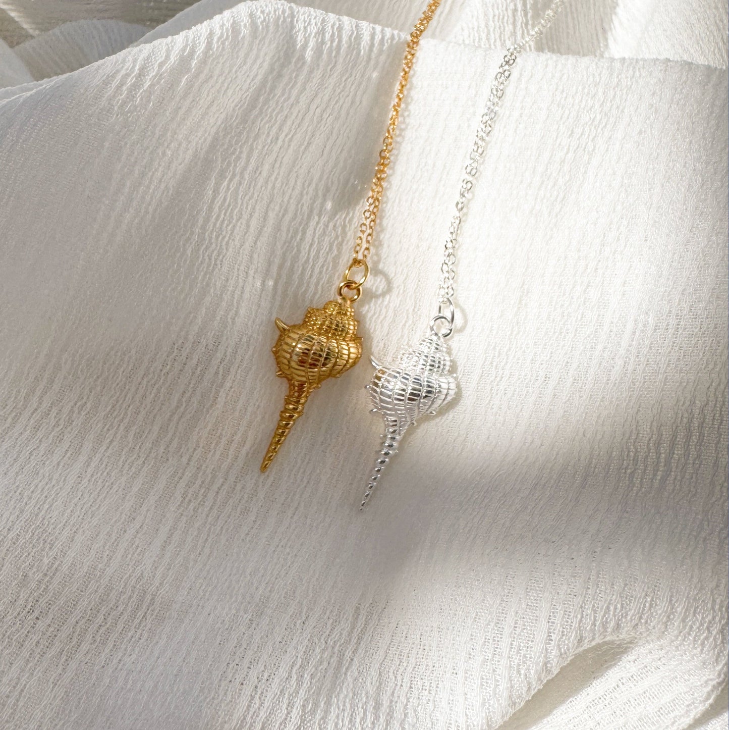 925 Sterling Silver Conch Shell Necklace with 18k finish