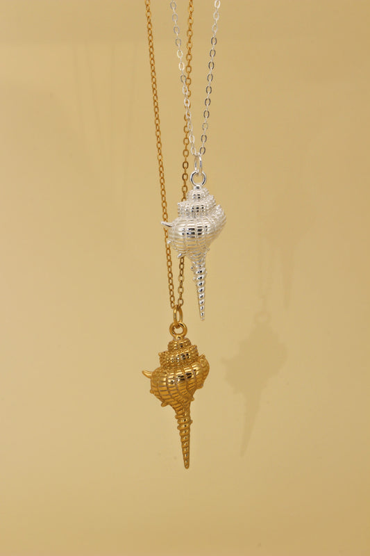 925 Sterling Silver Conch Shell Necklace with 18k finish