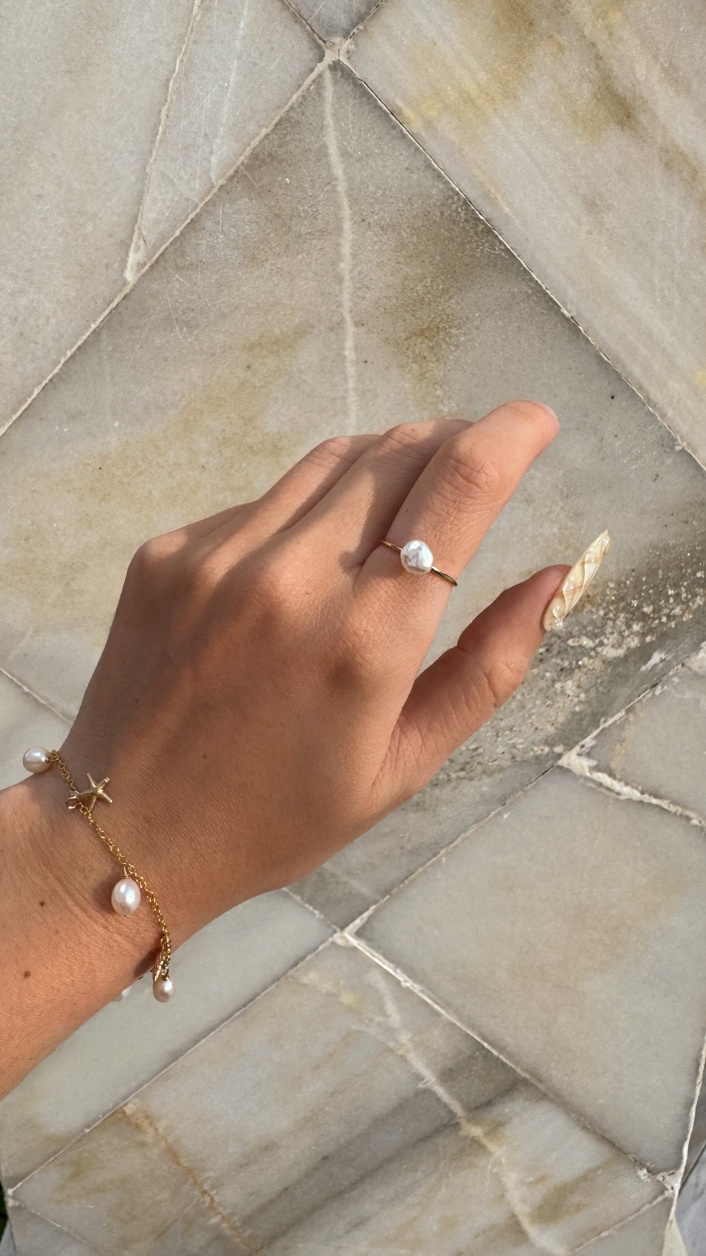 14K Gold Filled Dainty Freshwater Pearl Ring For Women · Baroque Irregular Ring