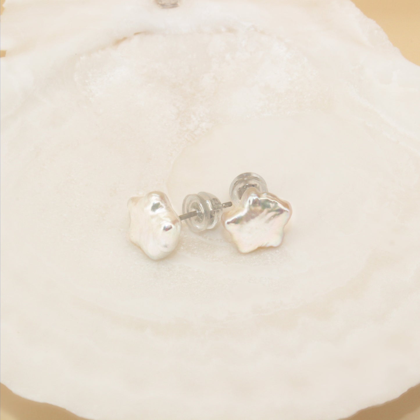 Star Shape Fresh Water Baroque Pearl Studs Earrings