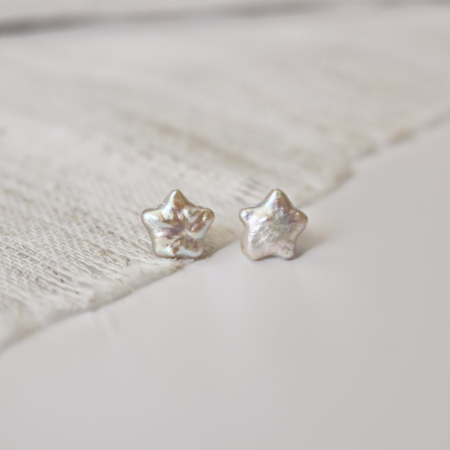 Star Shape Fresh Water Baroque Pearl Studs Earrings