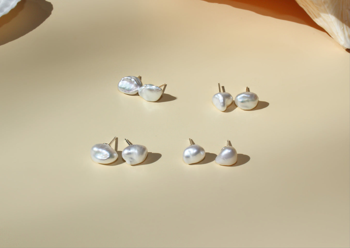 Star Shape Fresh Water Baroque Pearl Studs Earrings