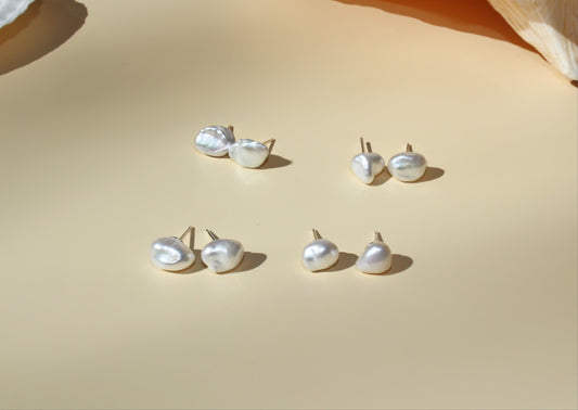 Star Shape Fresh Water Baroque Pearl Studs Earrings