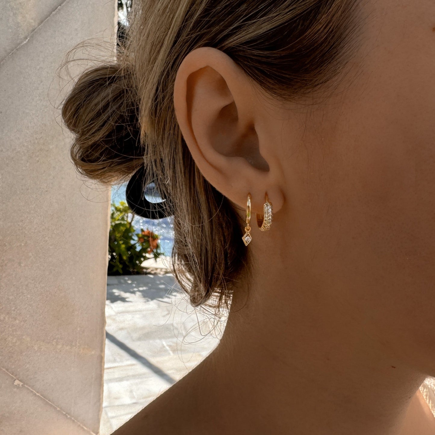 Minimalist Dangling Diamond Hoops Earrings in 18k Gold ∙ Sterling silver Arrow Spike Huggies