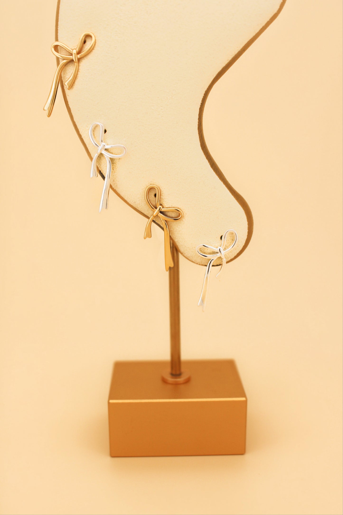 925 Sterling Silver Bow Drop Studs Earrings