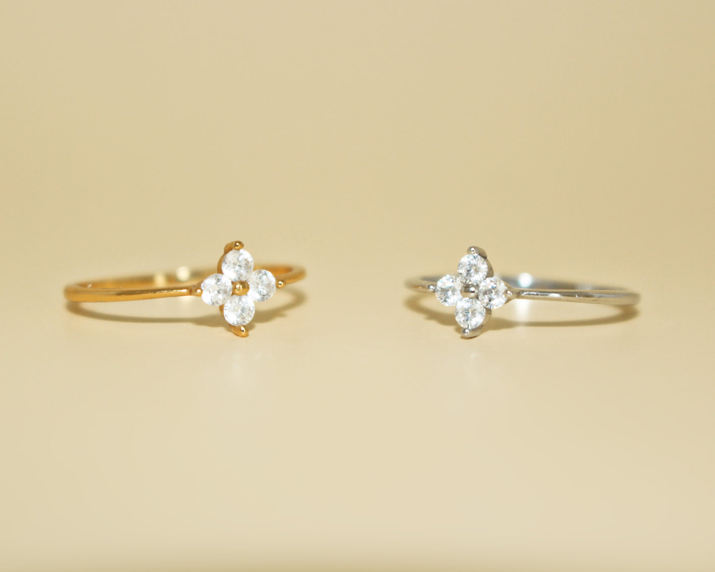 Floral Flower Diamond Ring For Her · 18k Gold and 925 Sterling Silver Ring