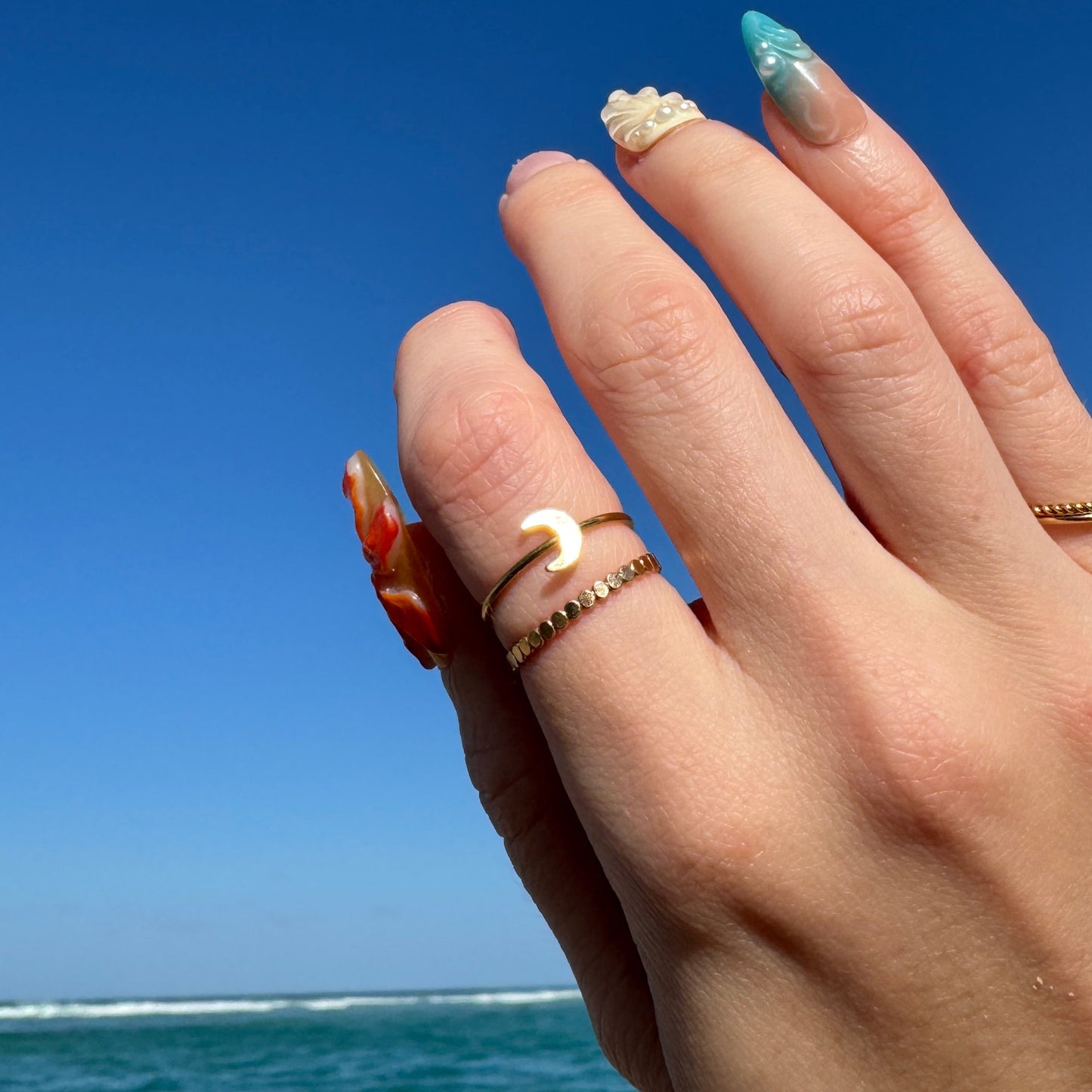 Mistic Half Moon Ring in 14k Gold Filled or 925 Sterling Silver