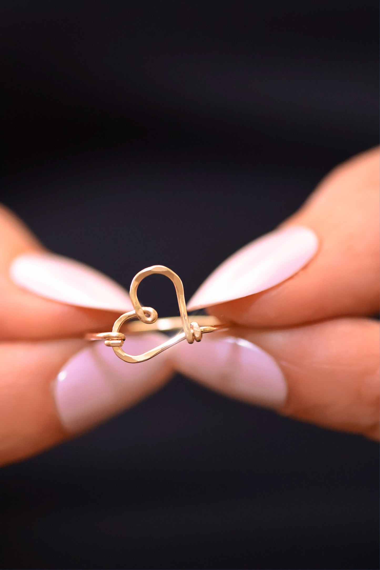 14 karat Gold Filled Big Hammered Heart Ring