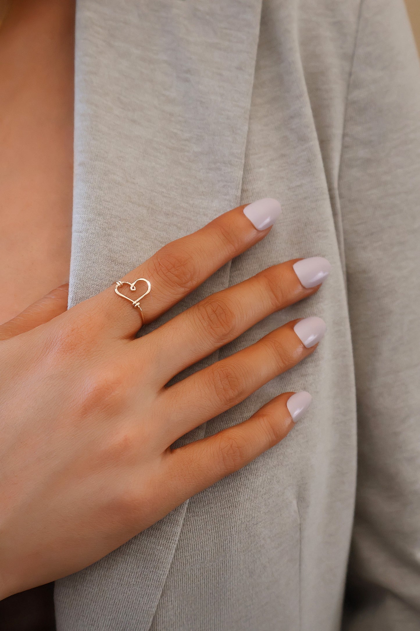14 karat Gold Filled Big Hammered Heart Ring