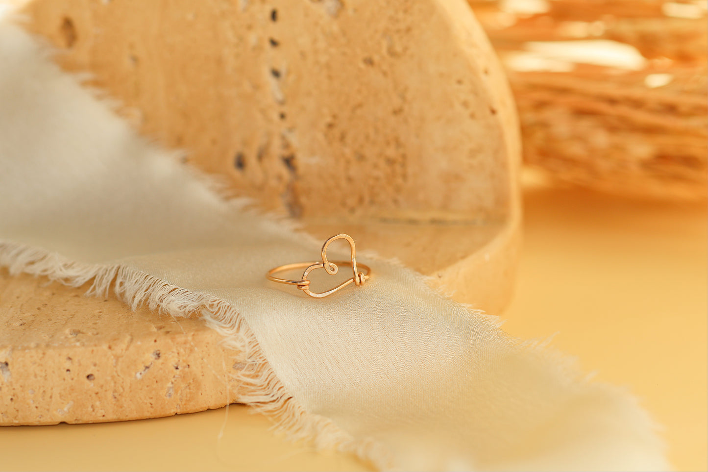 14 karat Gold Filled Big Hammered Heart Ring