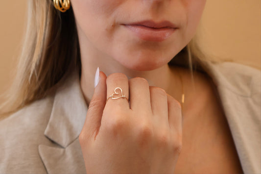 14 karat Gold Filled Big Hammered Heart Ring