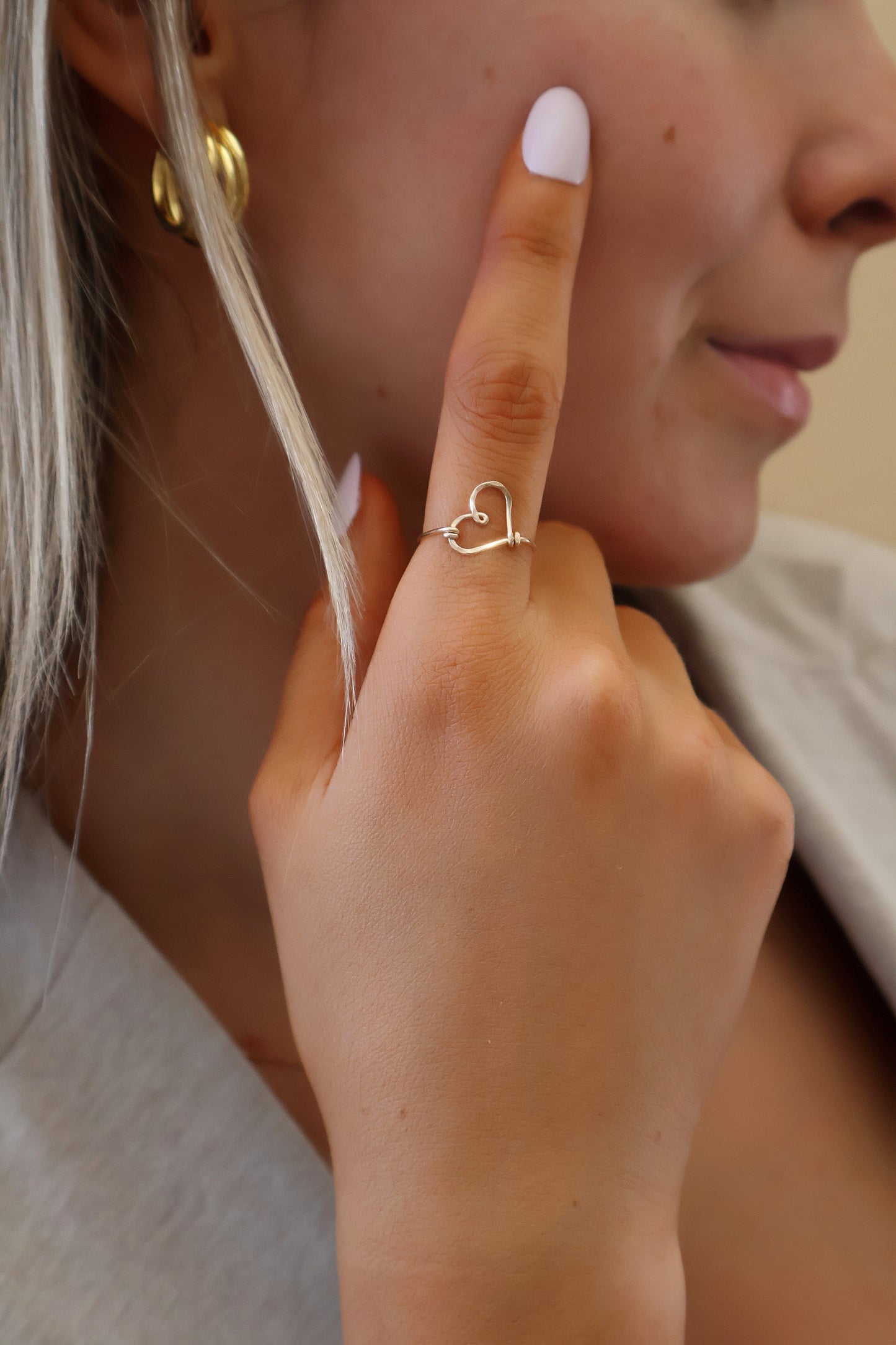 14 karat Gold Filled Big Hammered Heart Ring