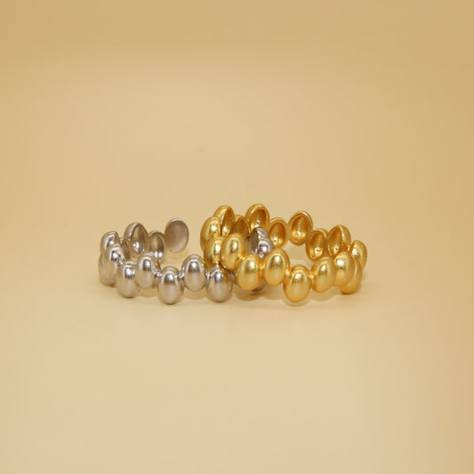 Rice Bead Open Ring in 925 Sterling Silver ∙ 18k Gold Statement Ring