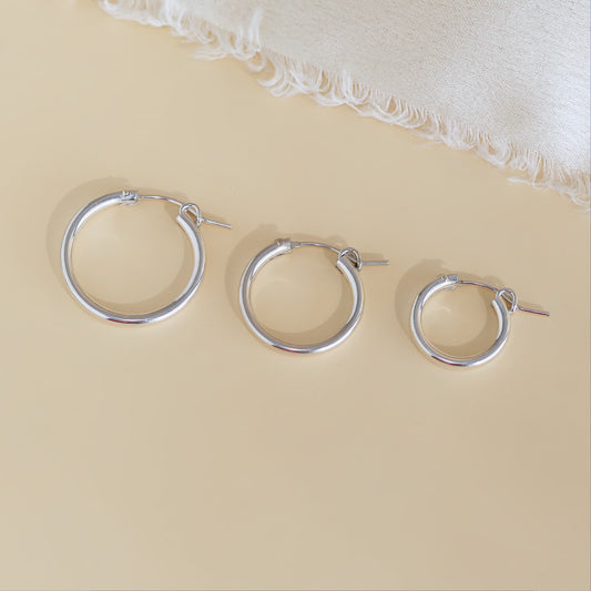 925 Sterling Silver Hypoallergenic Basic Tube Hoops Earrings