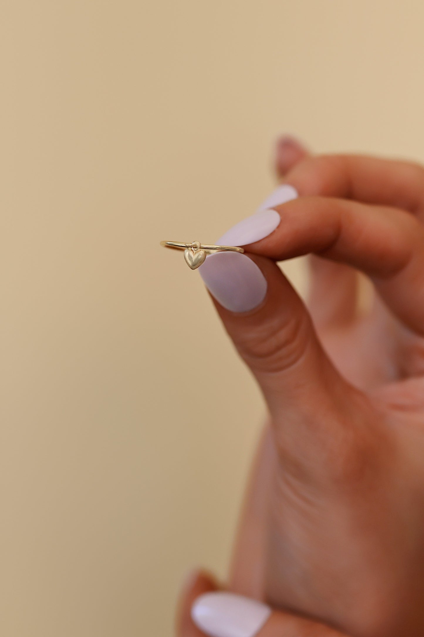 AMOR - 14k Gold Filled Love Ring · Dangling Heart Charm Ring