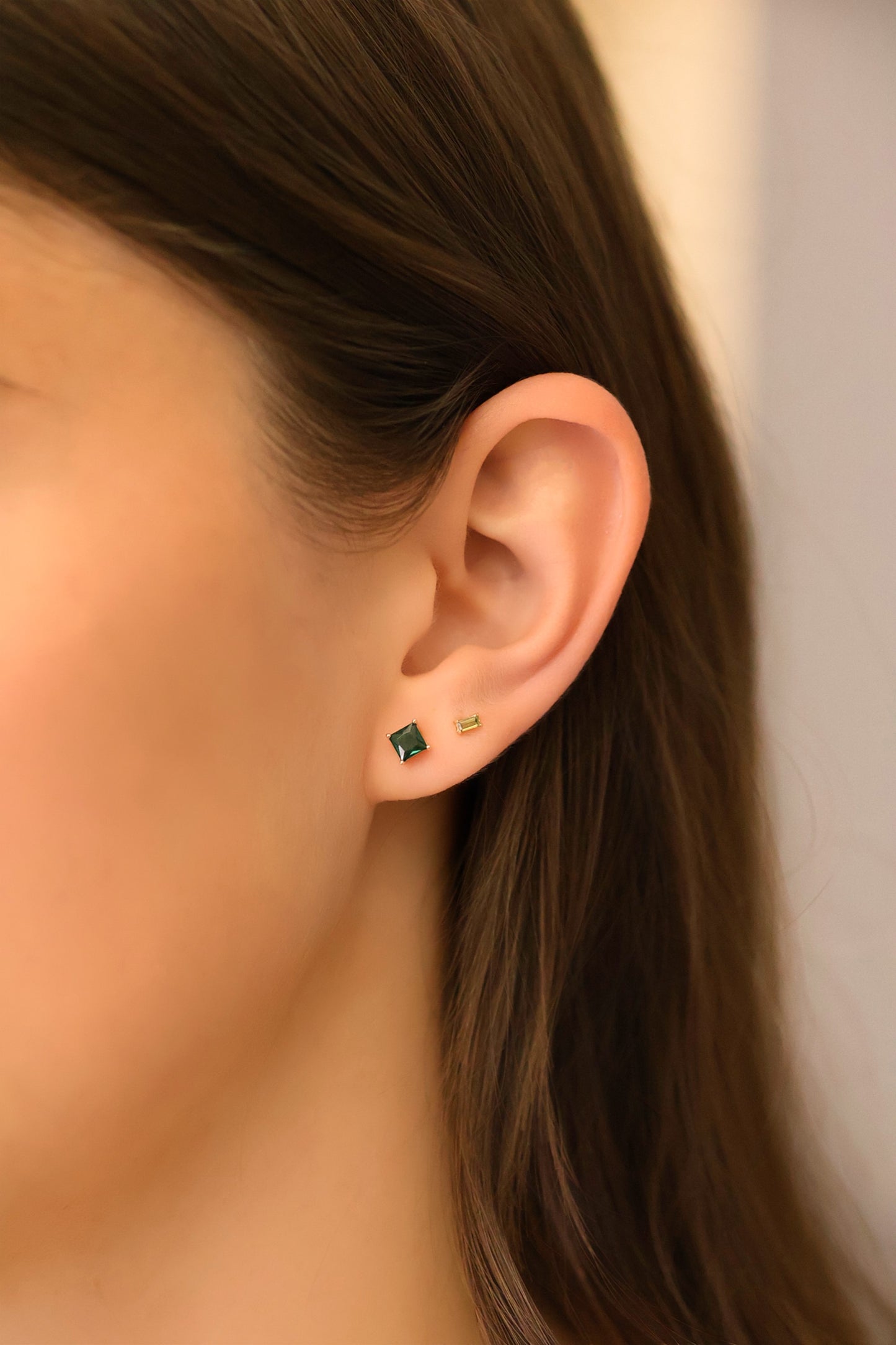 Tiny 18k Gold Studs Earrings AAAAA Zirconia · Birthstone Gemstones Earrings