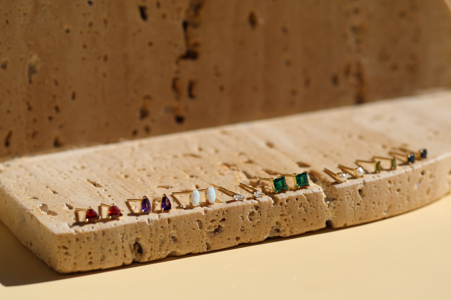 Tiny 18k Gold Studs Earrings AAAAA Zirconia · Birthstone Gemstones Earrings