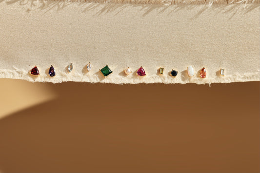 Tiny 18k Gold Studs Earrings AAAAA Zirconia · Birthstone Gemstones Earrings