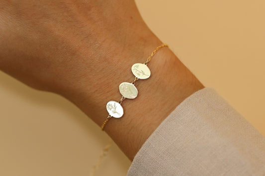 Birth Flower Bracelet in 14k Gold Filled · Waterproof Bracelet · Botanical Bracelet