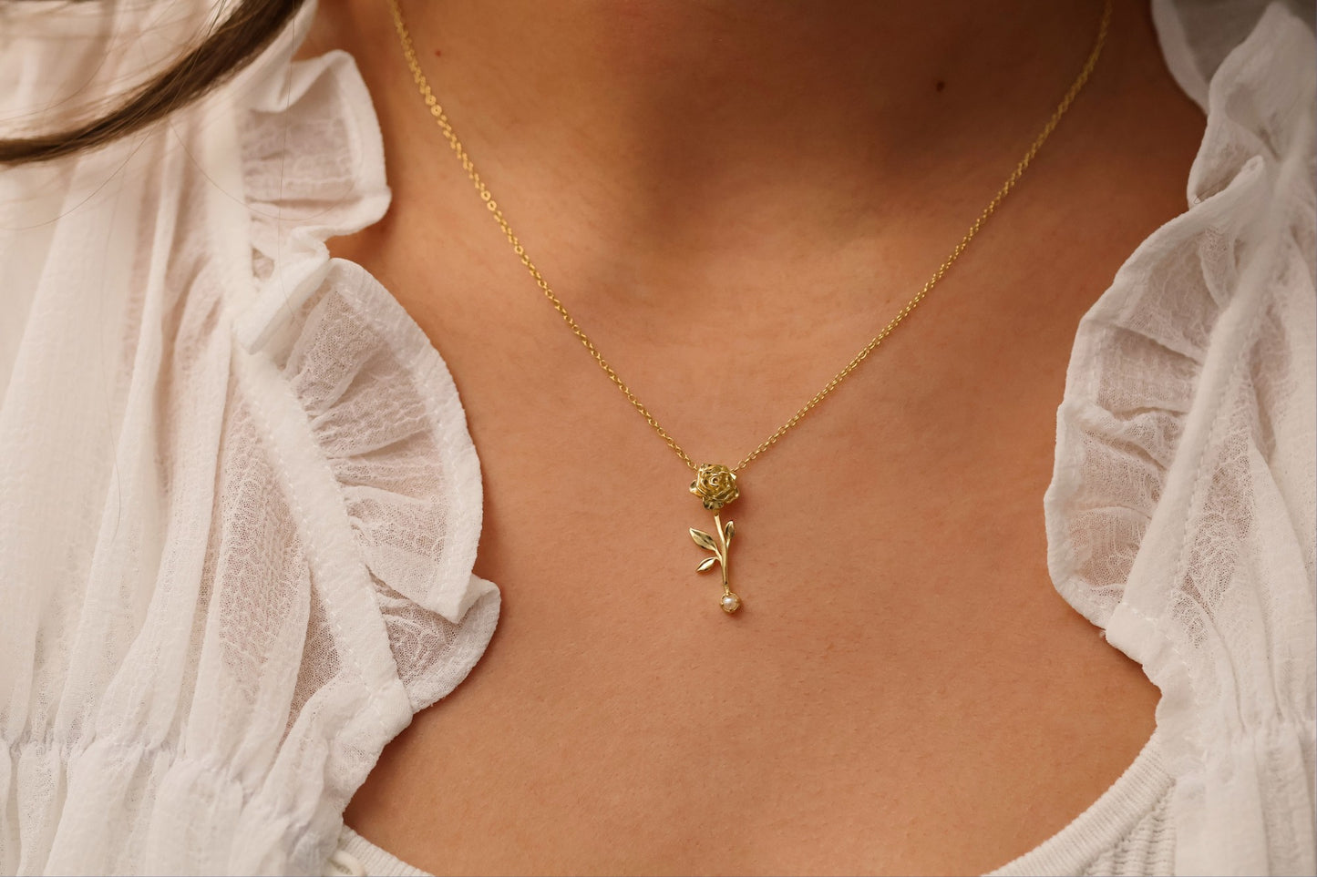 18K Gold Birth flower Necklace · Dainty Gold Jewelry · Birthstone Diamond Flower Necklace · Stackable Necklace · Birthday Gift For Her