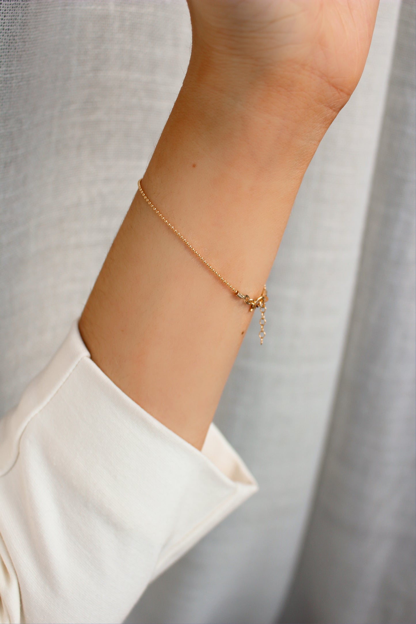 14k Gold Filled Ball Chain Bracelet ∙ 1mm ∙ Gold Beaded Bracelet