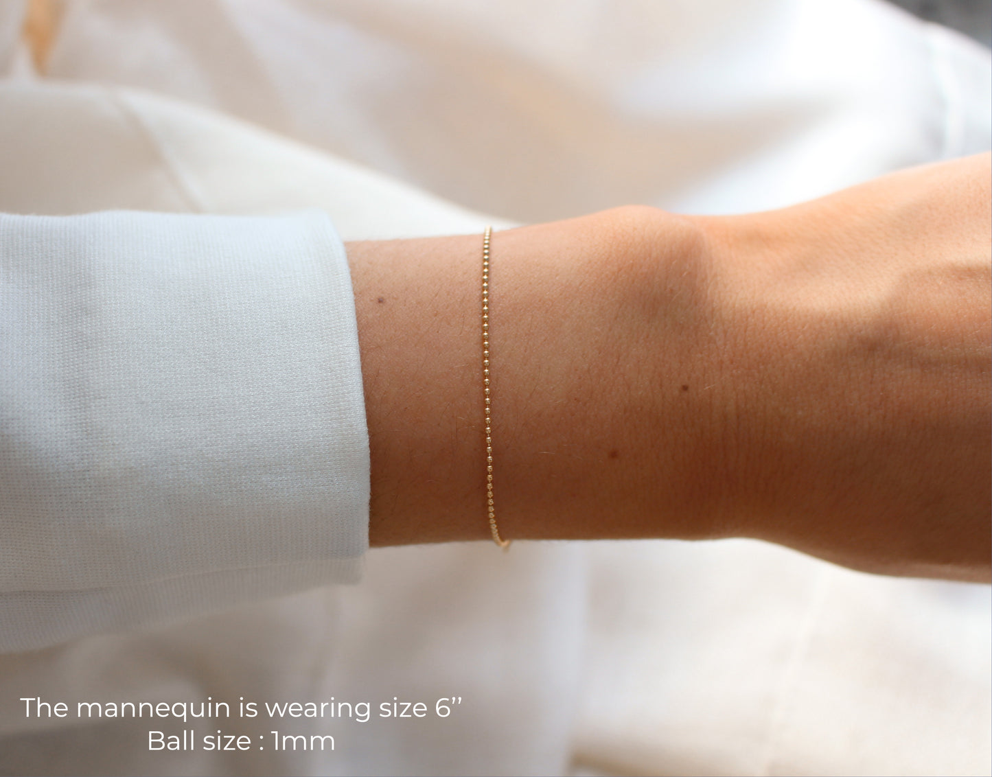 14k Gold Filled Ball Chain Bracelet ∙ 1mm ∙ Gold Beaded Bracelet