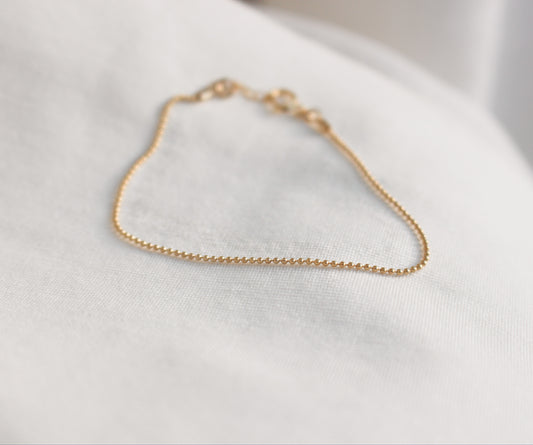 14k Gold Filled Ball Chain Bracelet ∙ 1mm ∙ Gold Beaded Bracelet