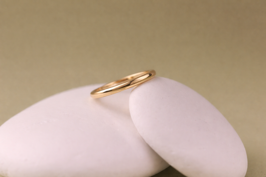 Eternity Band Ring in 925 Sterling Silver 18k Gold · Complete with a charm · Thin Stacking Ring · Domed Comfort Fit