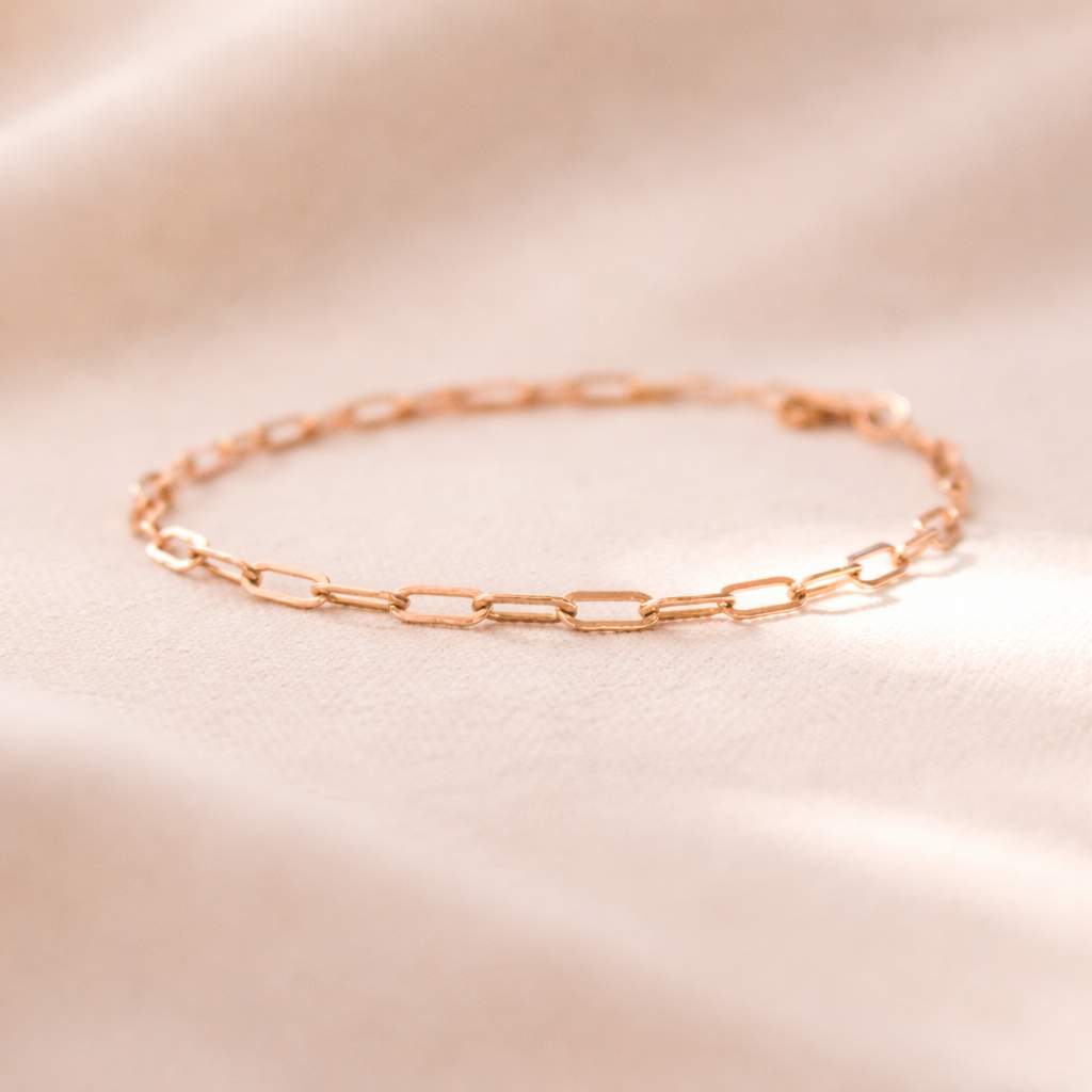 14k Rose Gold Filled Bracelet ∙ 2.5mm Paperclip Adjustable Bracelet