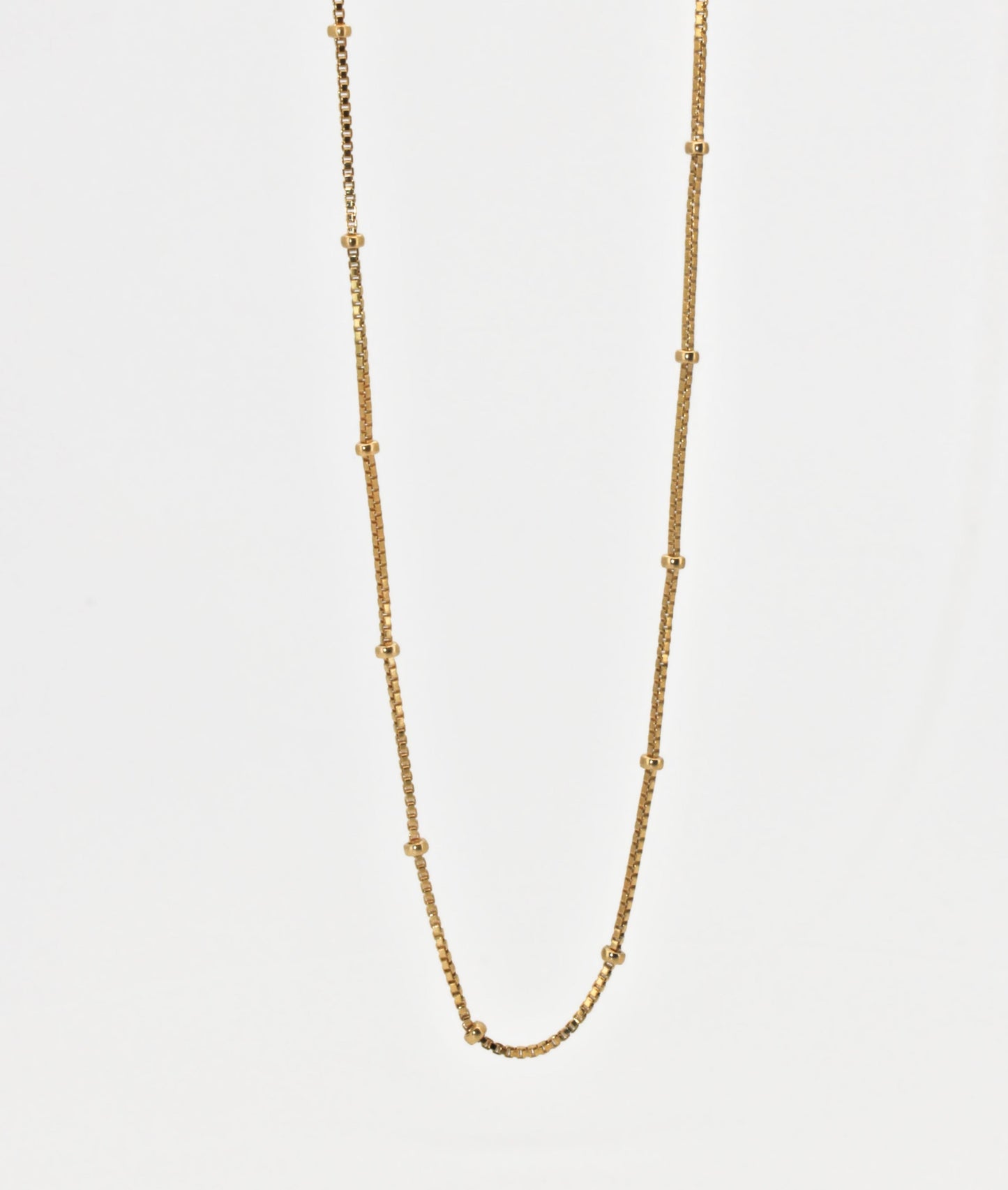14k gold filled box with beads chain - Satellite necklace