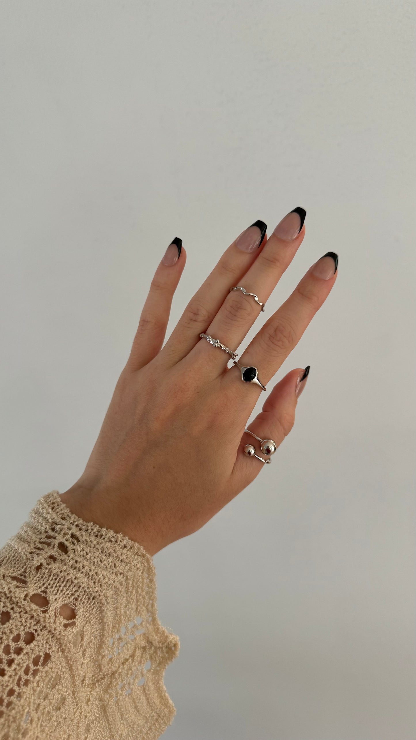 ONY - S925 Sterling Silver Ring ∙ Waterproof ∙ Black Agate