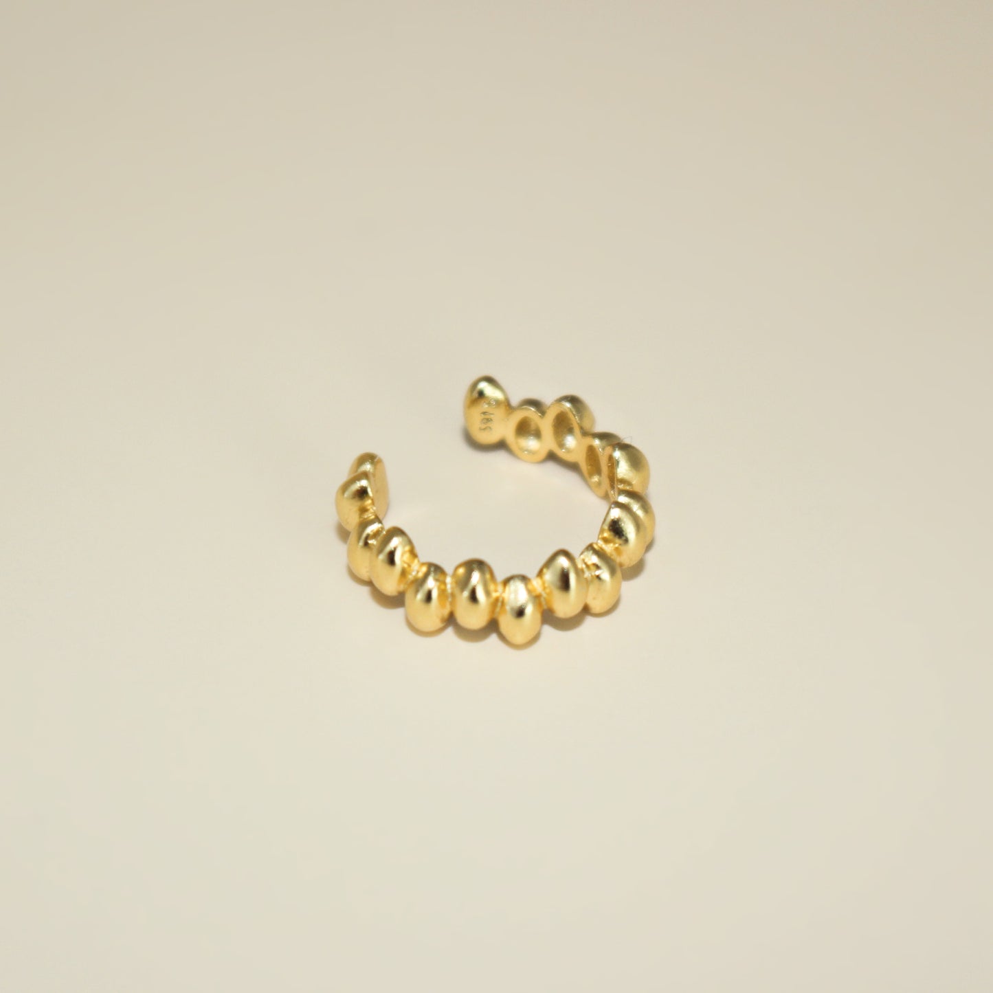 Mini Rice Beads Earcuff in 925 Sterling Silver ∙ 18k Gold Cuff ∙ Shiny Peas Cuffs