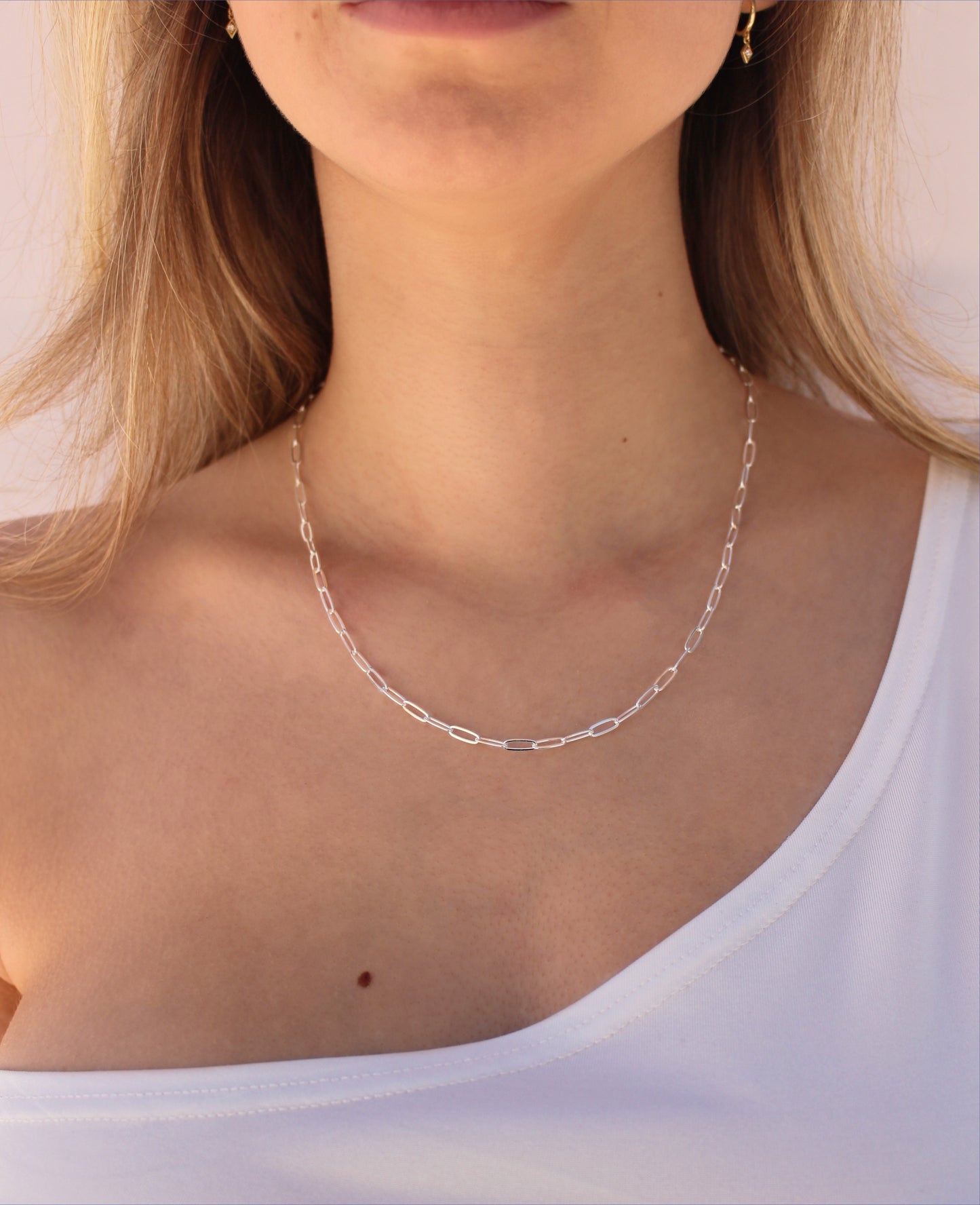 925 Sterling Silver Paperclip Unisex Necklace