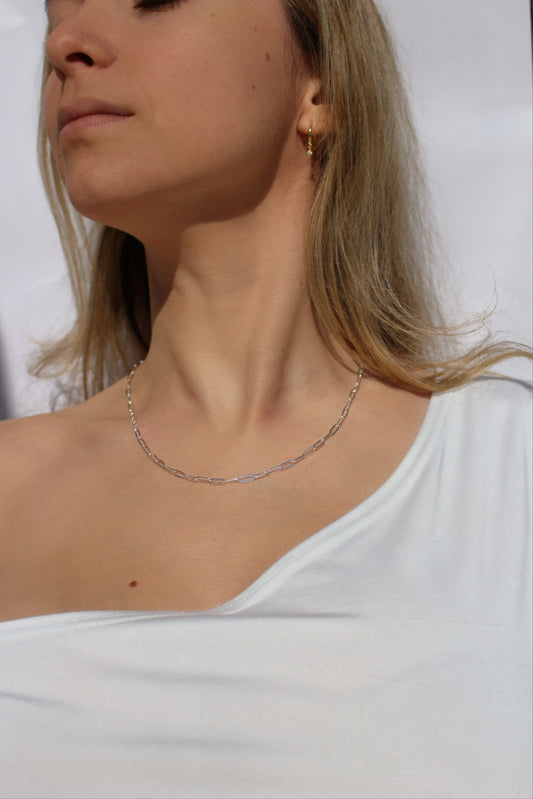 925 Sterling Silver Paperclip Unisex Necklace