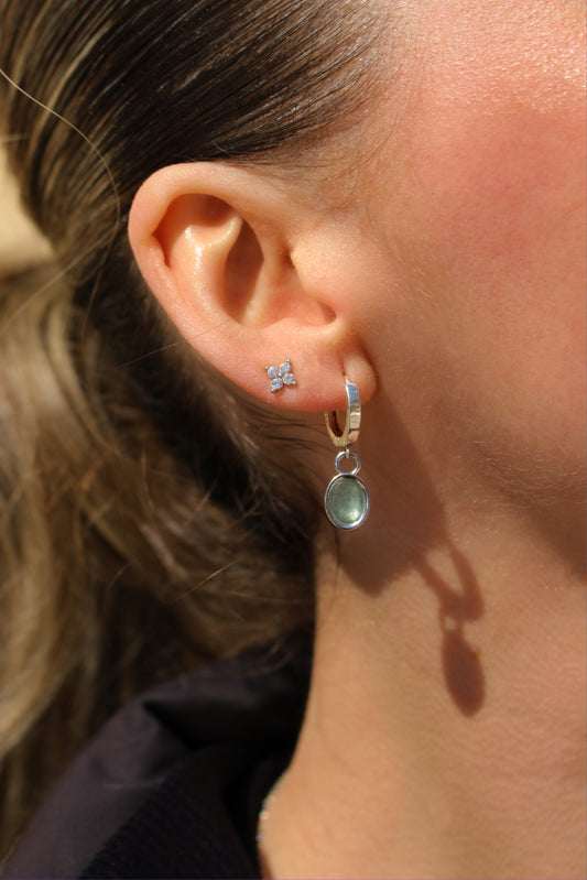 Gemstones Drop Earrings in 925 Sterling Silver ∙ Multifaceted Natural Dangling Gemstone Hoops