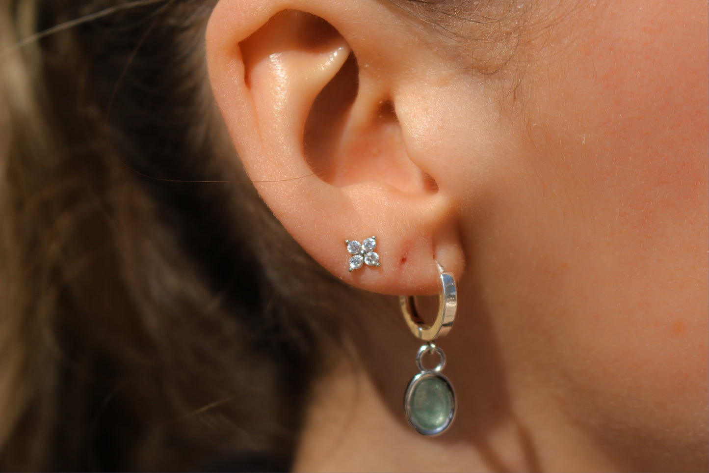 Minimalist Flower Diamond Studs Earrings in 925 Sterling Silver