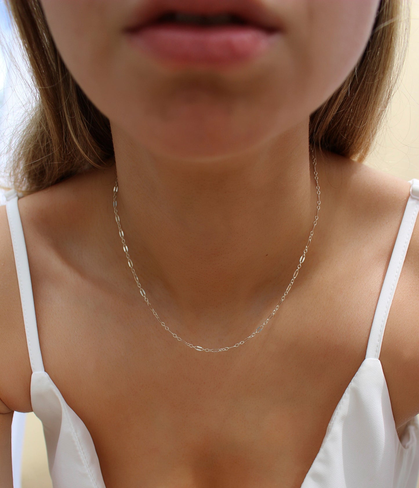 Lip Chain Necklace in Gold Filled or Sterling Silver ∙ Sequin Lace Chain