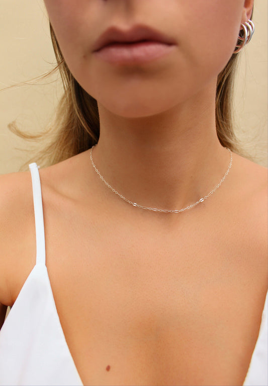 Lip Chain Necklace in Gold Filled or Sterling Silver ∙ Sequin Lace Chain
