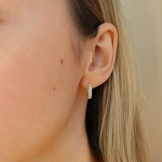 Pave Diamond Hoops ∙ 18k Gold 925 Sterling Silver ∙ AAA+ Micro Paved CZ Hoops Earrings For Women ∙ 10mm