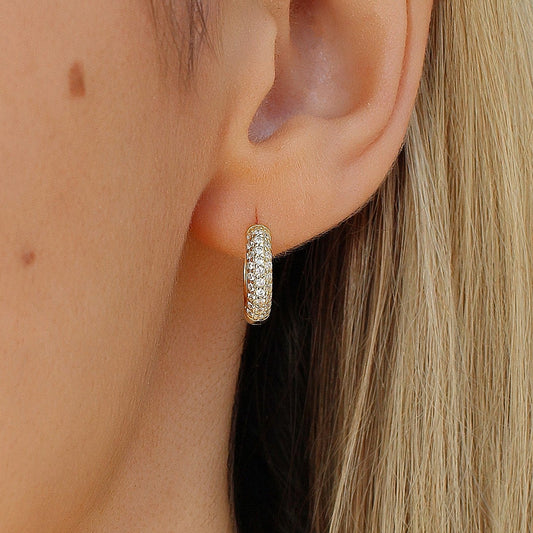Pave Diamond Hoops ∙ 18k Gold 925 Sterling Silver ∙ 10mm