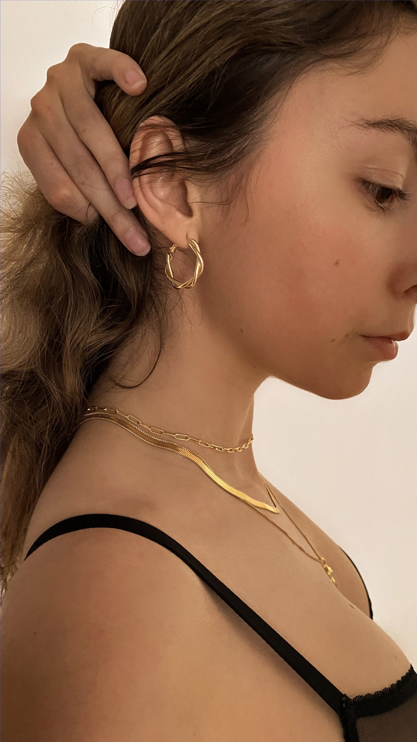QUEENLY - Boucles d'oreilles torsadées or 14k