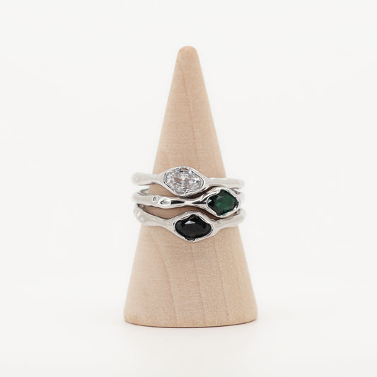 TRESOR - Sparkling Zirconia Ring in 925 sterling silver ∙ Water Element