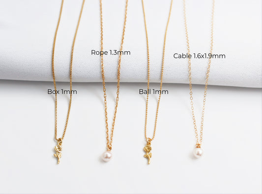 ROSE - Gold Filled Necklace With A Rose & Pearl Charm ∙ Victorian Love Couple Necklace Gift ∙ Rose Flower Charm