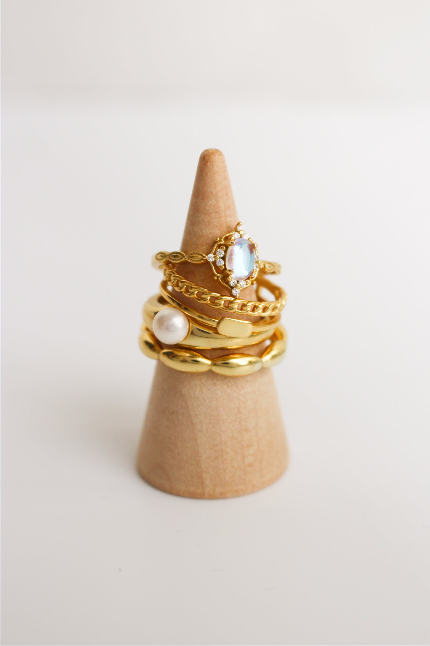 18K, 925 Sterling Silver Double Layer Rings