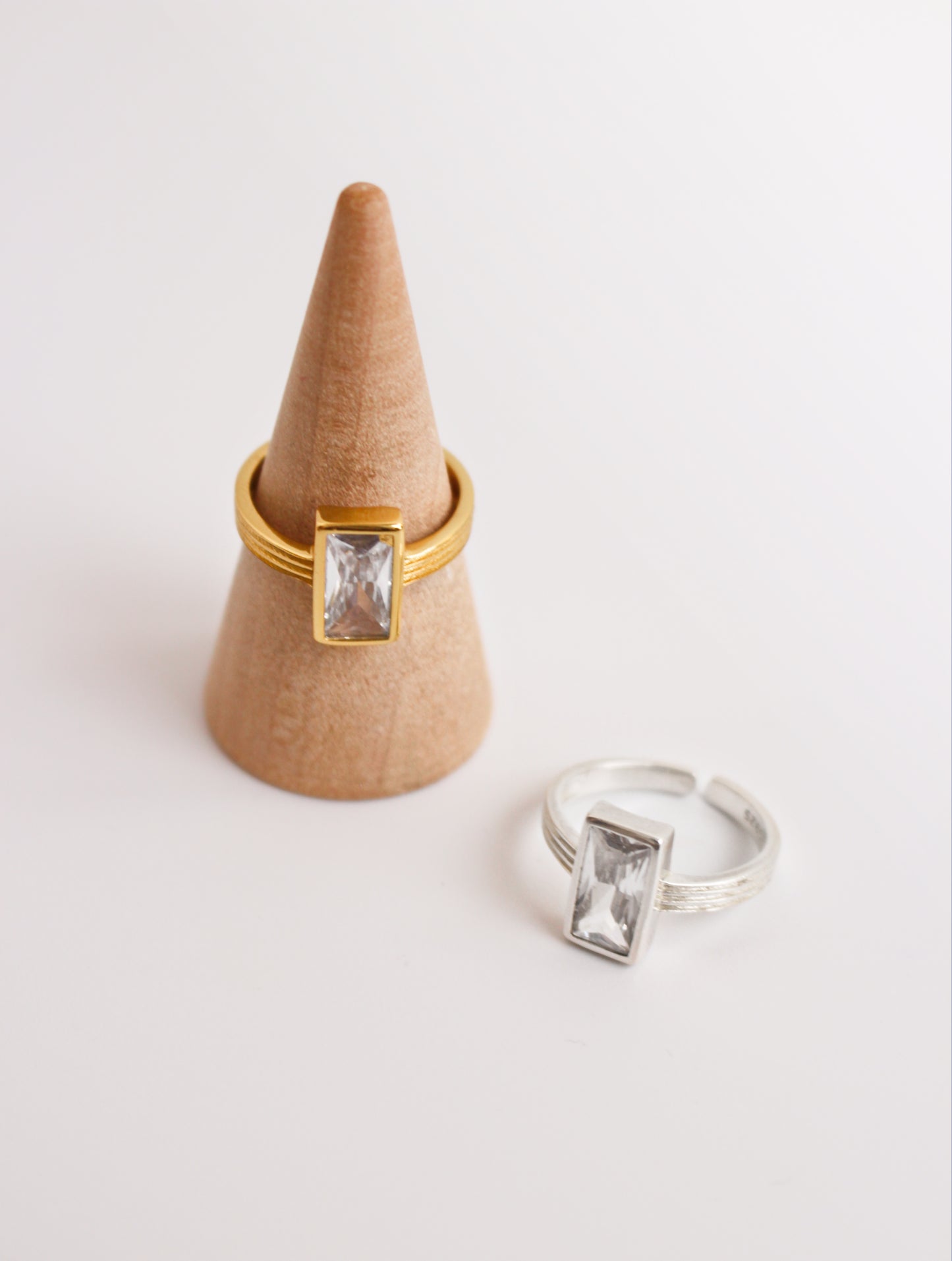 DARCY - 925 Sterling Silver or Gold Elegant Open Baguette Ring For Women