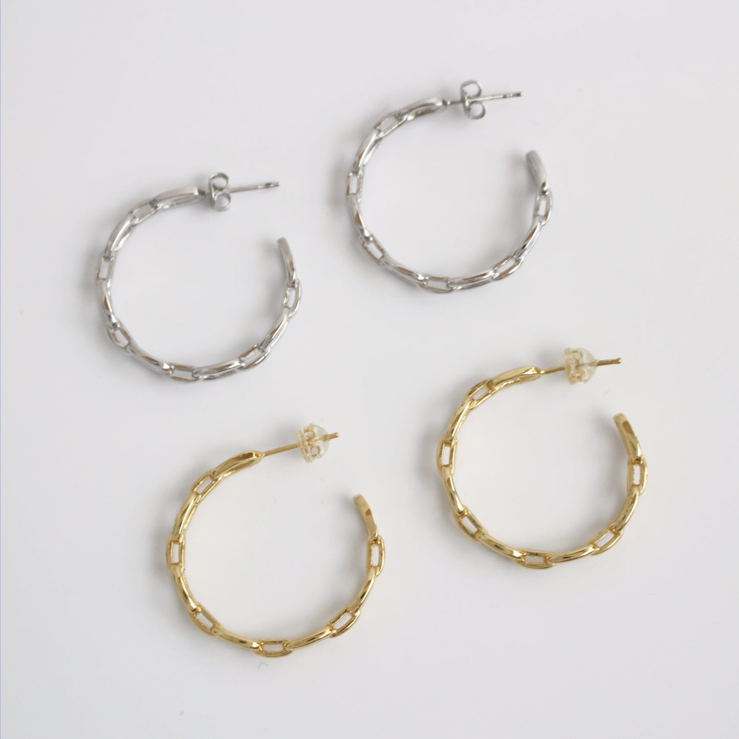 Boucles d'oreilles créoles remplies d'or 14 carats | Chaîne Gourmette Cercle Argent ou Or