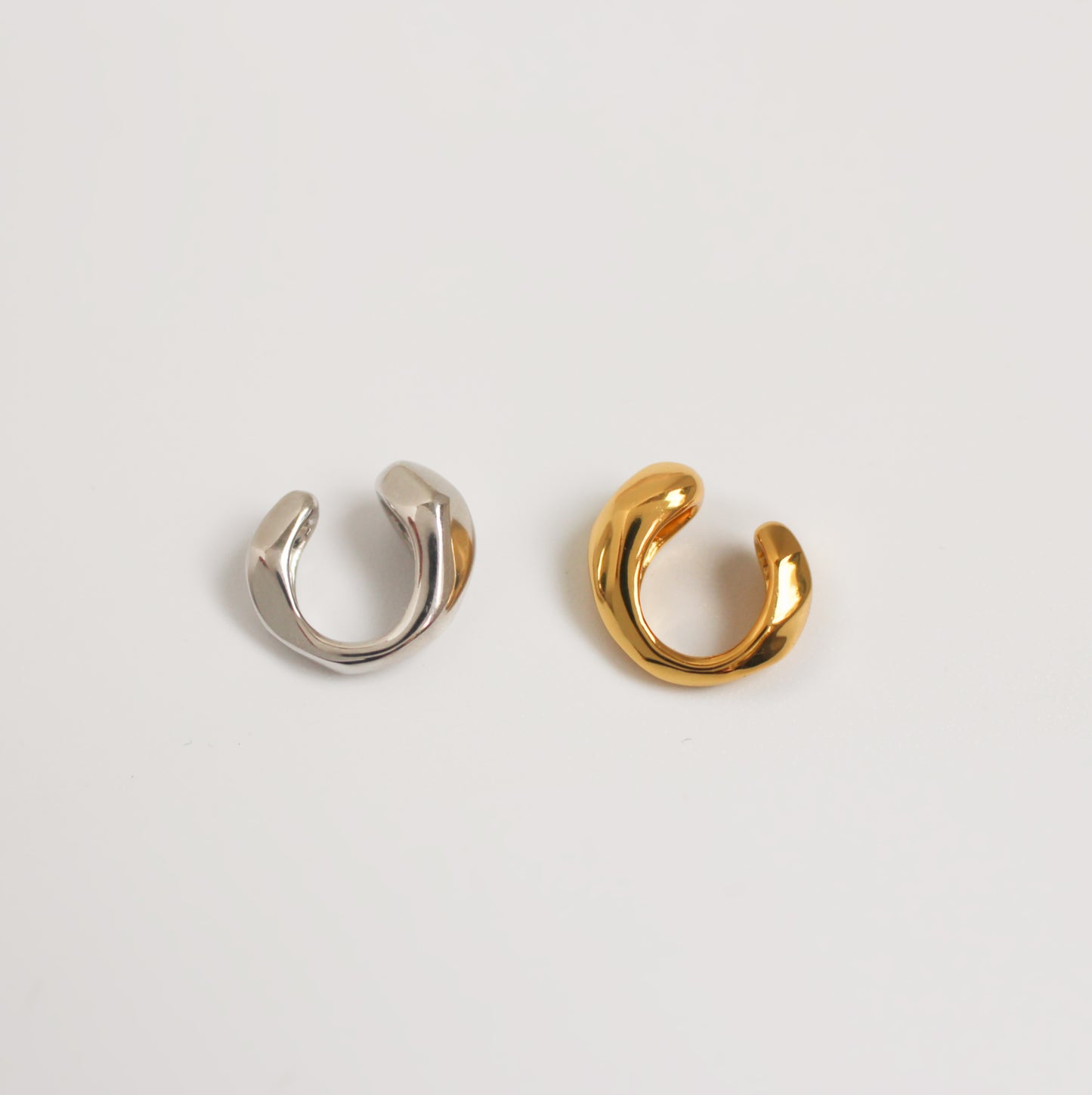 INESS - Manchette d'oreille en argent sterling 925 | Boucles d'oreilles en or à forme organique