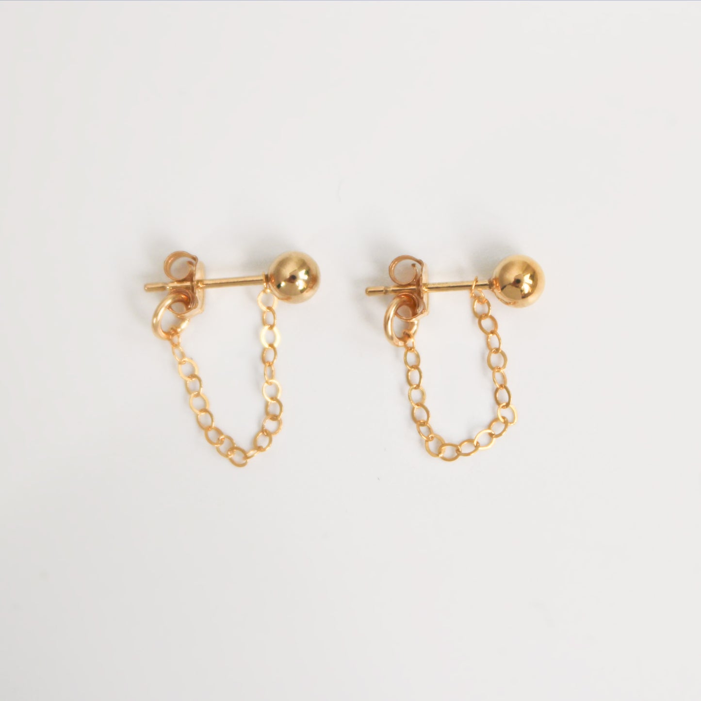 Front Back Chain Earrings in 14k Gold Filled ∙ Ball Studs