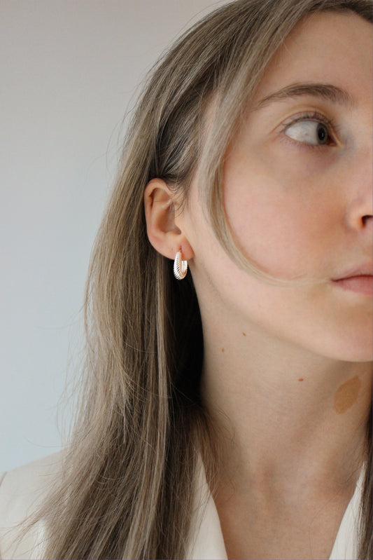 SELENA - Minimal Twisted Hoops in 925 Sterling Silver Filled ∙ 18k Gold Daily Wear Earrings ∙ Croissant Hoop