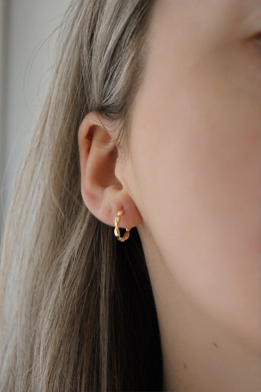 BEADIRI - 925 Sterling Silver Rice Beads Hoop Earrings